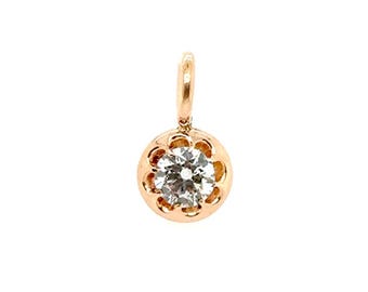 Victorian Solitaire Diamond Pendant Necklace 0.50ct Lab Grown 14K Rose Gold Vintage