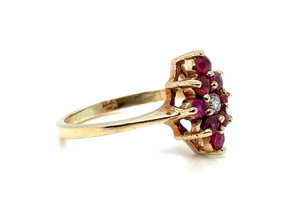 Ruby Diamond Cocktail Cluster Statement Ring 1ct … - image 3