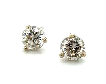 Brand New Diamond Stud Earrings Mined .69ct RBC Martini 14K White Gold Pushback