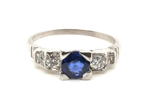 Art Deco Sapphire Diamond Engagement Ring 1.50ct … - image 1