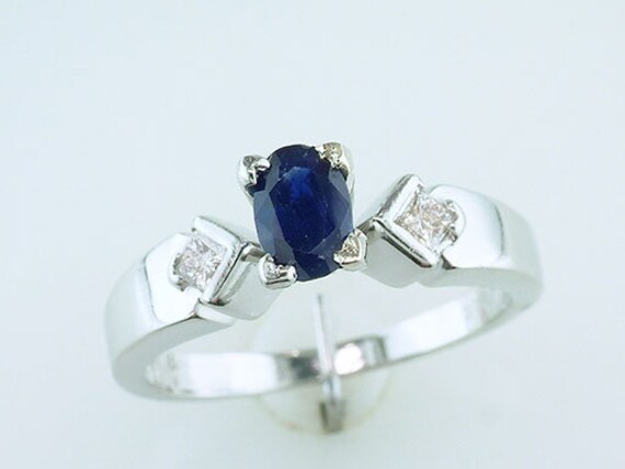 Sapphire Diamond Engagement Ring .87ct Platinum Co