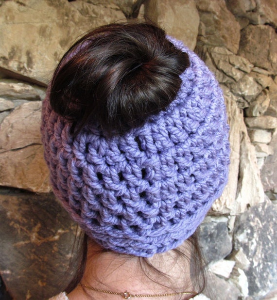 Ready To Ship Purple Bun Hat Messy Bun Beanie Lavender Etsy