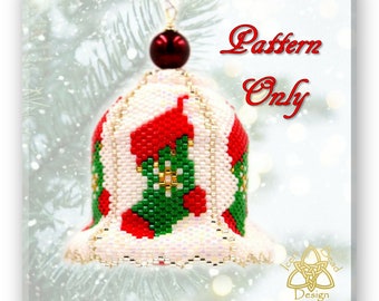 Bead Pattern: Christmas Stocking Bell Ornament, pdf. tutorial. English only