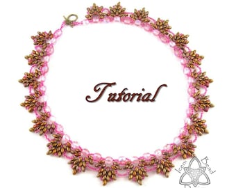 PDF Tutorial Willow Necklace with Super Duo beads, beading pattern. English Only,