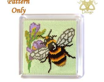 Beaded Coaster, Bumble Bee, Peyote stitch Beaded Coaster