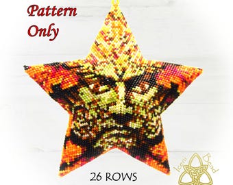 3D peyote Star Bead Pattern: Green Man Star pdf. tutorial. English only