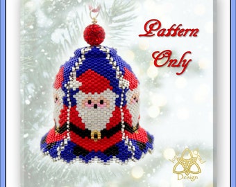 Bead Pattern: Christmas Santa Bell Ornament, pdf. tutorial. English only