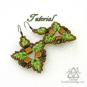 PDF Tutorial Mercia Earrings with SuperDuos, Fire Polish Crystals and Czechmates Tile beads. Beadwork Pattern, instructions English Only,