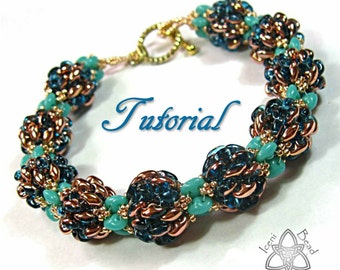 Tutorial en PDF Pulsera Rowanberry con Super Duo Beads, Patrón de abalorios Solo en inglés,