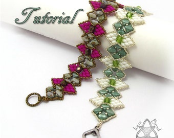 Tutorial Silky Snowdrop Bracelet, Silky Beads and SuperDuos pdf Pattern, Instructions English Only,