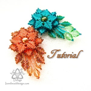 PDF Tutorial Faerie Flower Pendant. Peyote Stitch Flower Pendant. Pattern, Instructions English Only,