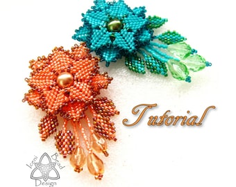 PDF Tutorial Faerie Flower Pendant. Peyote Stitch Flower Pendant. Pattern, Instructions English Only,