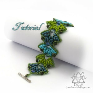 Pdf Tutorial Falling Leaves Bracelet with Super Duo Beads and Fire Polish Crysal Beads, Beading Pattern English Only,