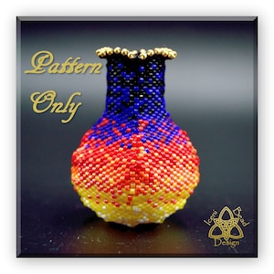Modello per vaso con perline, Fenice, Vaso con punto peyote, tutorial in formato PDF, solo in inglese.