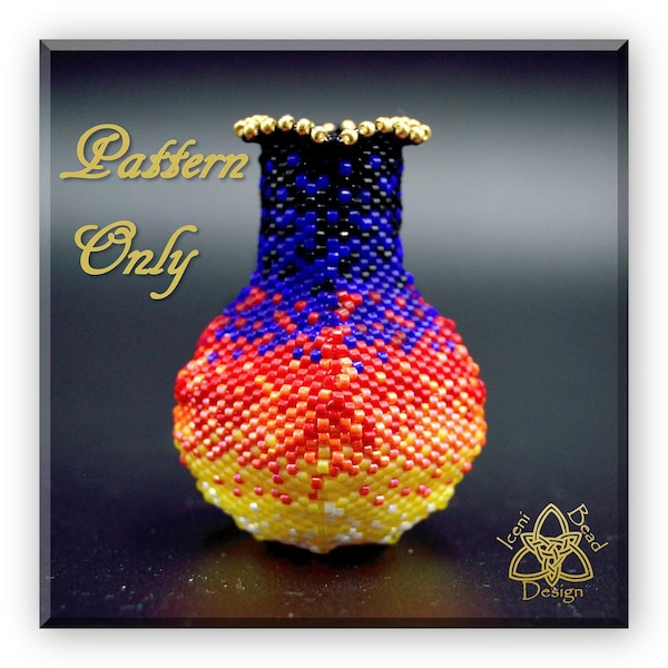 Beaded Vase Pattern, Phoenix, Peyote Stitch Vase, pdf Tutorial, English only.