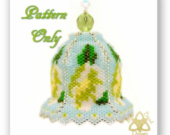 Bead Pattern: Christmas Rose Bell Ornament, pdf. tutorial. English only