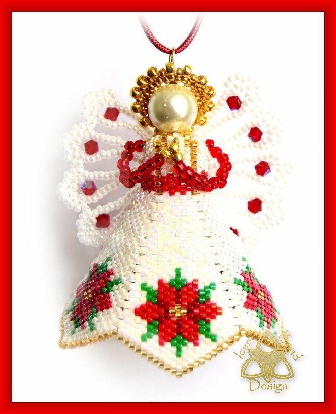 Bead Pattern Poinsettia Angel Tree Ornament Pdf. Tutorial. English Only Etsy UK