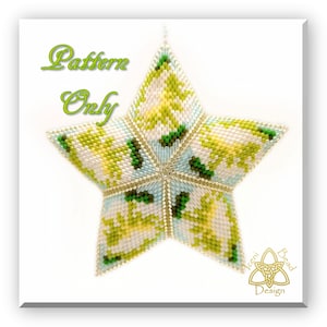 Bead Pattern: Christmas Rose Beaded Star Ornament, pdf. tutorial. English only