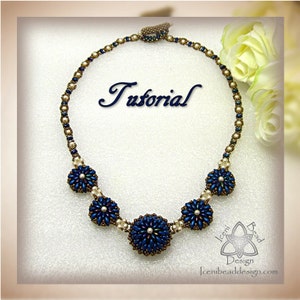 Pdf Tutorial Clara Necklace with Beaded Pillow Beads, Superduo Beads and Pearls, Beading Pattern English Only,