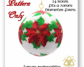 Large Poinsettia 3D peyote Ball Bead Pattern: Ball Ornament. pdf. tutorial. English only