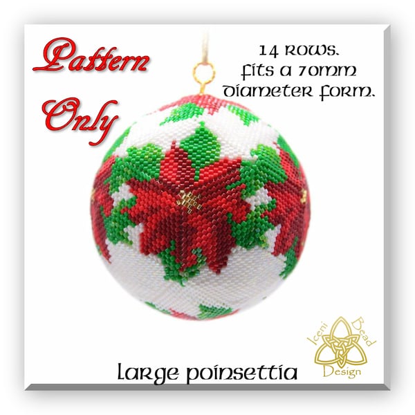 Motif de boule de boule de peyotl 3D grand poinsettia : ornement de boule. pdf. Didacticiel. que l'anglais