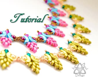 Instrukcja wykonania naszyjnika Mantis z koralikami Arcos Par Puca®, SuperDuo, szklanymi perłami i kryształowymi koralikami Bicones w formacie PDF Tylko w języku angielskim.