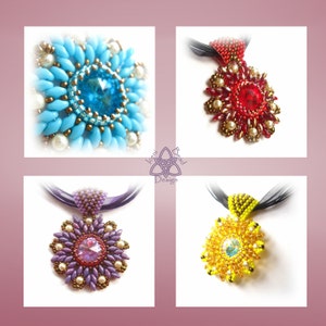 PDF Tutorial Star Flower Rivoli Pendant with Superduo Beads Tutorial Beading Pattern. English Only, image 2