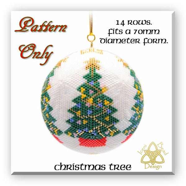 Motif de perles de boule de peyotl 3D de sapin de Noël : Ornement de boule. pdf. Didacticiel. que l'anglais