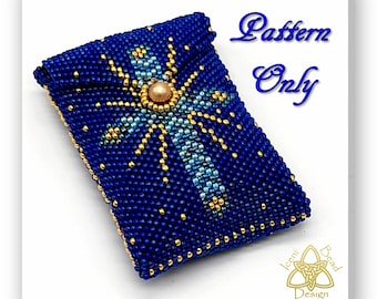 Bolsa para terço com miçangas, ponto peyote, padrão, instruções, pdf.