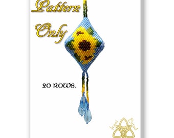 Sunflower Pod, peyote stitch, pattern, instructions, pdf.