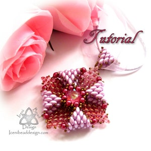 PDF Tutorial Revelation Pendant with Superduo Beads and 14mm Crystal Rivoli Tutorial Beading Pattern English Only,