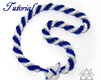 PDF Tutorial Double Spiral Rope with Super Duo beads and Seed Beads with Beaded Toggle Clasp, beading pattern. English Only,