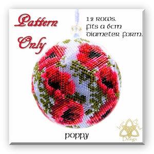 Poppy 3D peyote Ball Bead Pattern: Ball Ornament. pdf. tutorial. English only