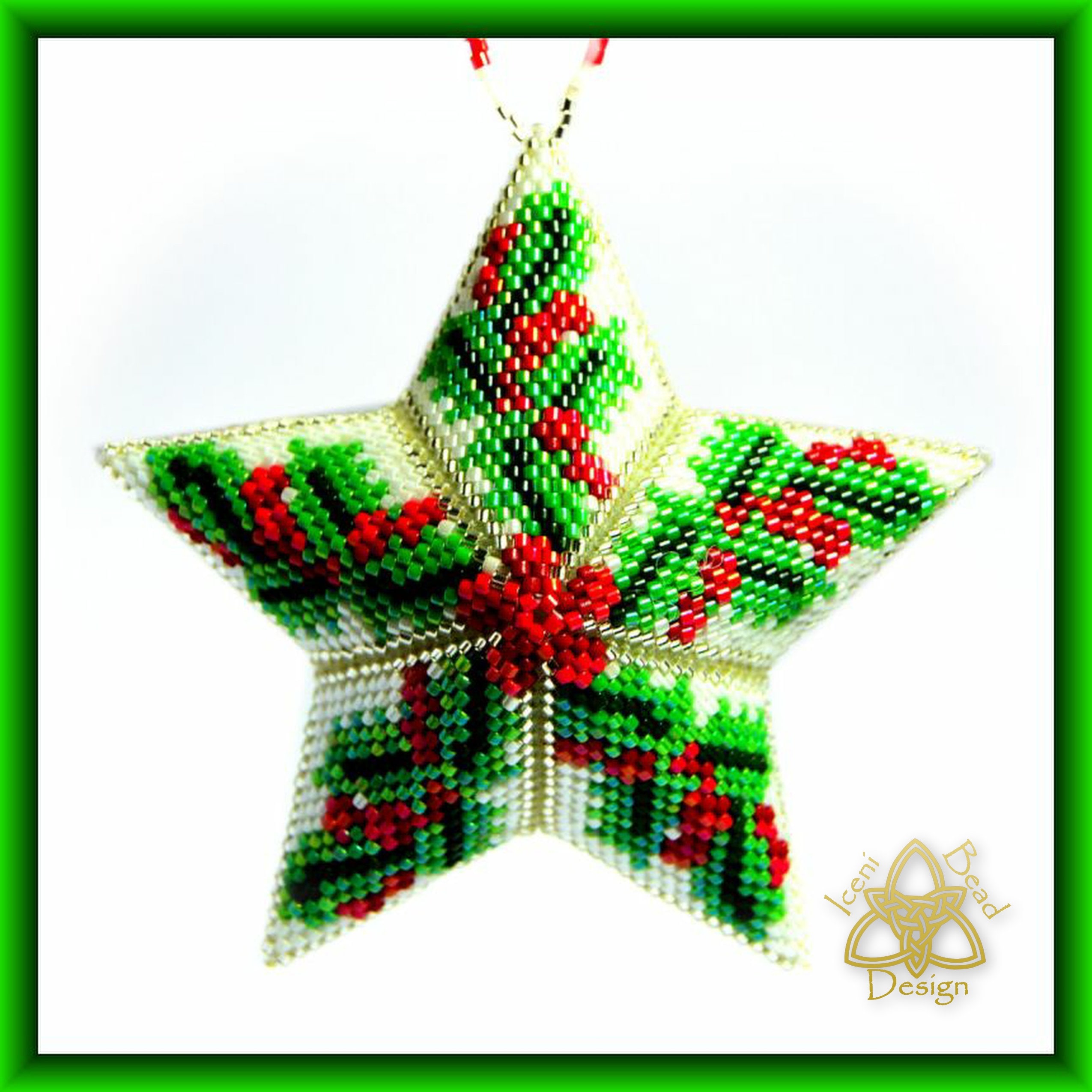 Bead Pattern Holly Beaded Star Ornament Pdf. Tutorial. Etsy Australia
