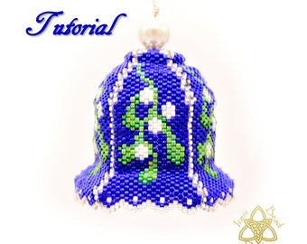 Bead Pattern: Mistletoe Christmas Bell Ornament, pdf. tutorial. English only