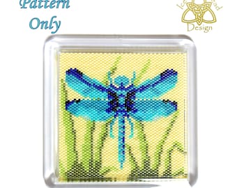 Beaded Coaster, Dragonfly, Peyote stitch Beaded Coaster