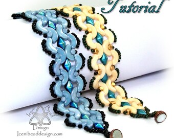 Tutoriel Bracelet Adah avec des perles Arcos® par Puca® et Minos® par Puca® et des perles DiamonDuo. pdf Patron, Instructions en anglais uniquement,