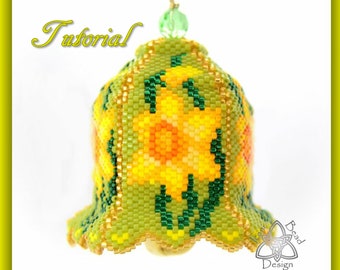 Bead Pattern: Daffodil Bell Ornament, 3D Peyote Bell pdf. tutorial. English only