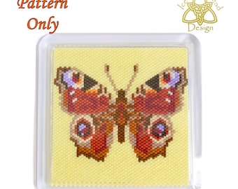 Butterfly Coaster, Peacock Butterfly, Peyote stitch Beaded Coaster