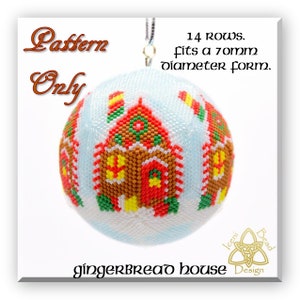 Gingerbread House 3D peyote Ball Bead Pattern: Ball Ornament. pdf. tutorial. English only