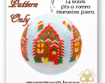 Gingerbread House 3D peyote Ball Bead Pattern: Ball Ornament. pdf. tutorial. English only