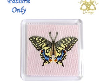 Butterfly Coaster, Swallowtail Butterfly, Peyote stitch Beaded Coaster