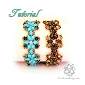 Pdf Tutorial Astrid Bracelet with DiamonDuo Beads and crystal bicones, Beading Pattern English Only,