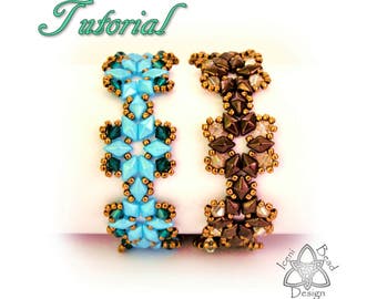 Pdf Tutorial Astrid Bracelet with DiamonDuo Beads and crystal bicones, Beading Pattern English Only,