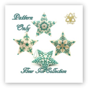 Fleur Ice Collection, 3D Peyote Stitch Star Bead Pattern: Star Ornament. pdf. tutorial. English only