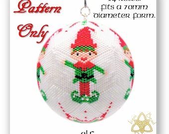 Christmas Elf 3D peyote Ball Bead Pattern: Ball Ornament. pdf. tutorial. English only