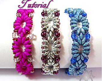 Pdf Tutorial Cadena Bracelet with Super Duo Beads, Beading Pattern English Only,