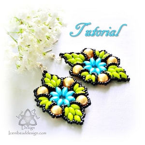 PDF Tutorial Veronique Earrings with Super Duo Beads,  Pattern, Instructions, beadwork. English Only,