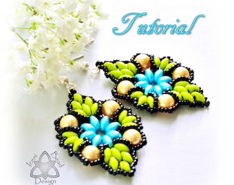 PDF Tutorial Veronique Earrings with Super Duo Beads,  Pattern, Instructions, beadwork. English Only,