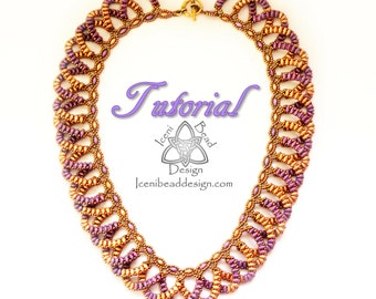 Pdf Tutorial Hearts Entwined Necklace with SuperDuo Beads. Beading Pattern, Beadwork, Instructions, English Only,